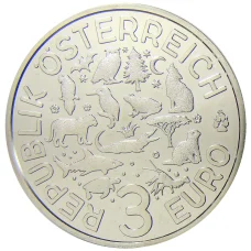 Монета 3 евро 2018 года Австрия —  Акула (реверс)