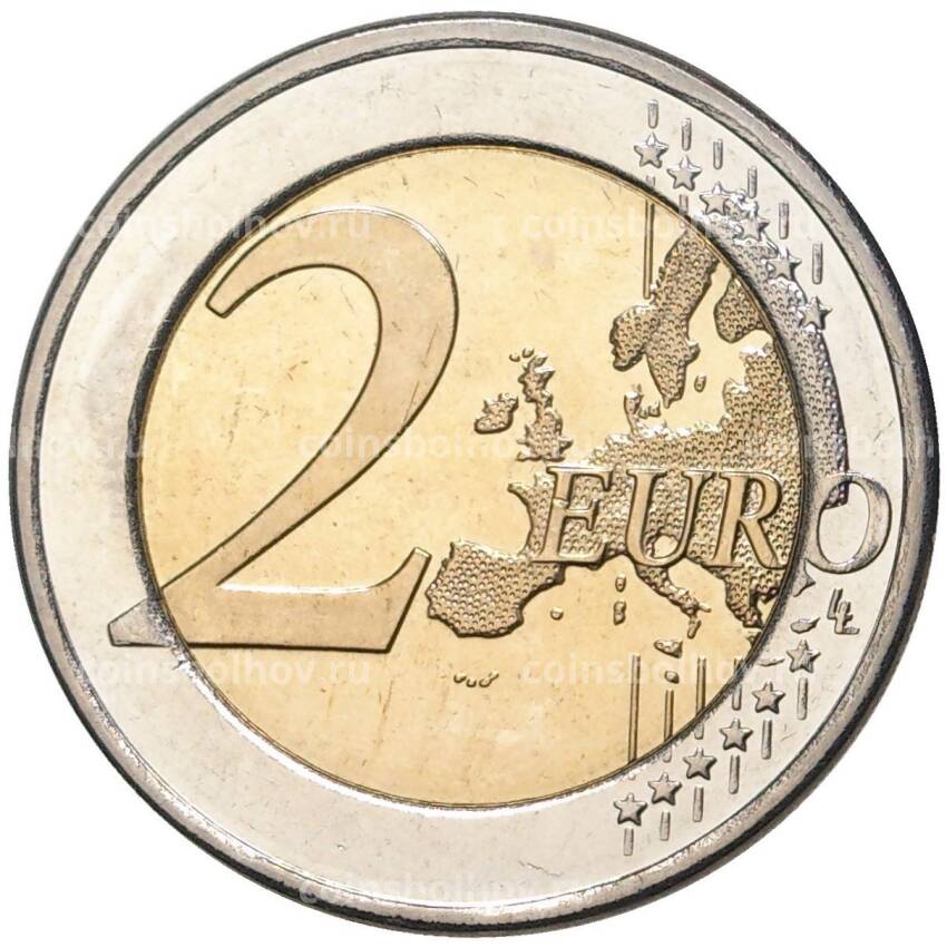 Монета 2 евро 2009 года Словения —  10 лет монетарной политики ЕС и введения евро (вид 2)