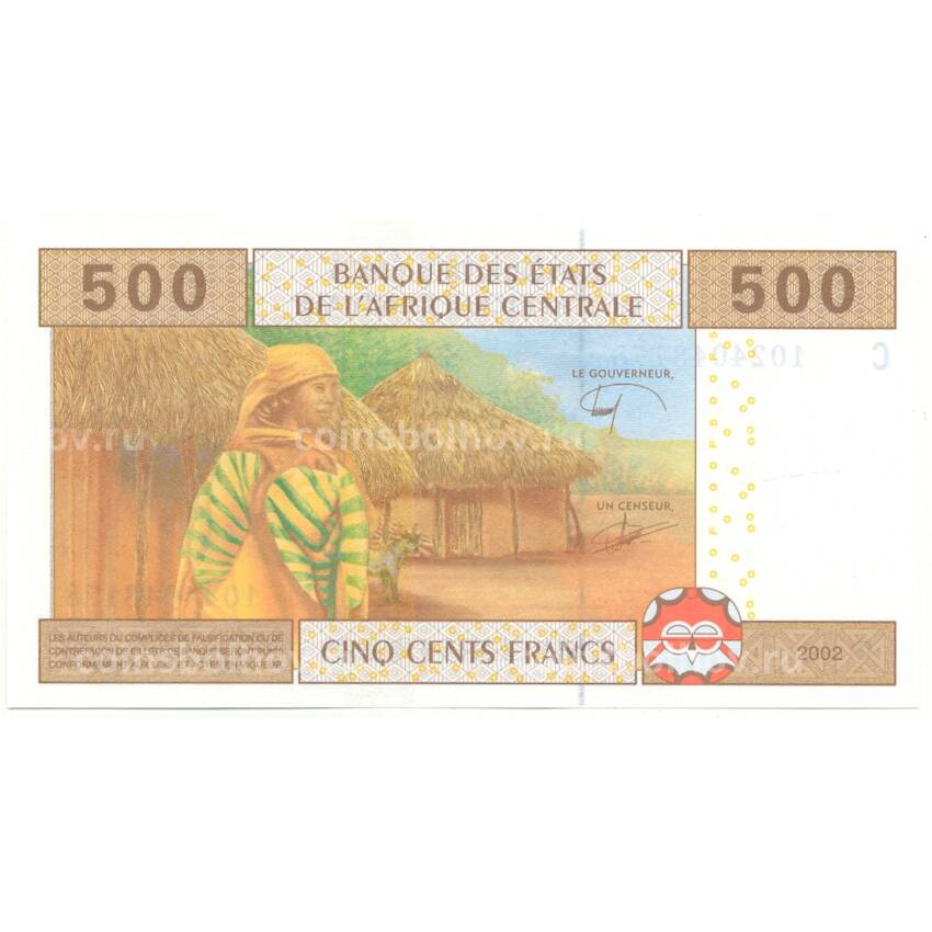 Банкнота 500 франков 2002 года Чад (буква С) (вид 2)