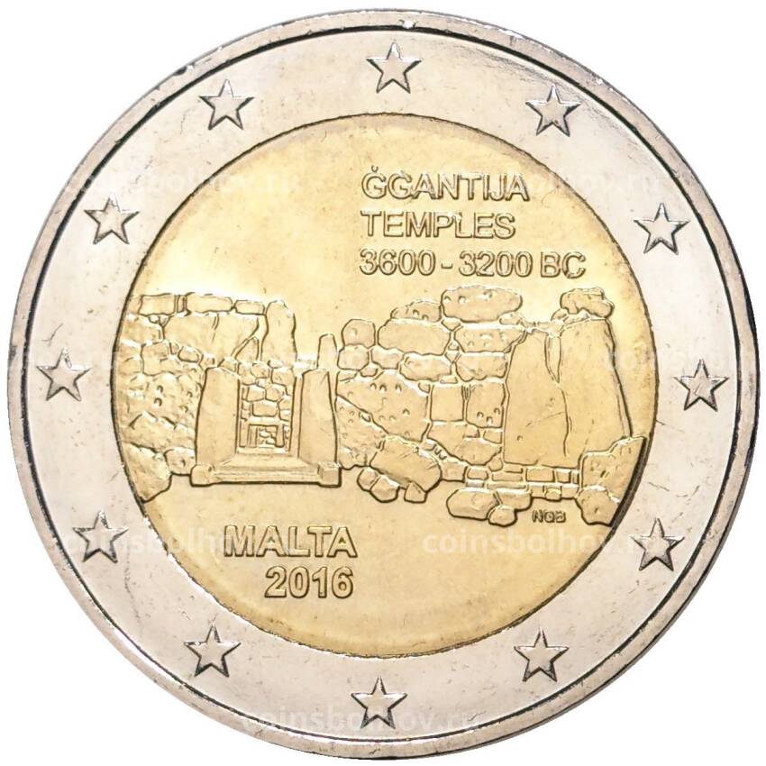 Монета 2 евро 2016 года Мальта —  Доисторические места Мальты — Джгантия