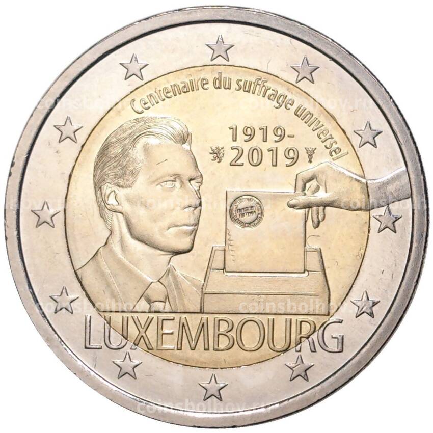 Монета 2 евро 2019 года Люксембург —  100 лет всеобщему избирательному праву в Люксембурге