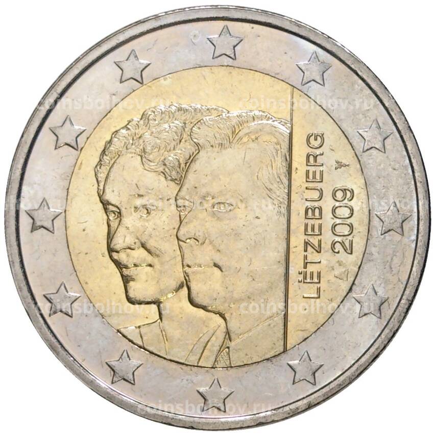 Монета 2 евро 2009 года Люксембург —  90 лет вступлению на престол Герцогини Шарлотты