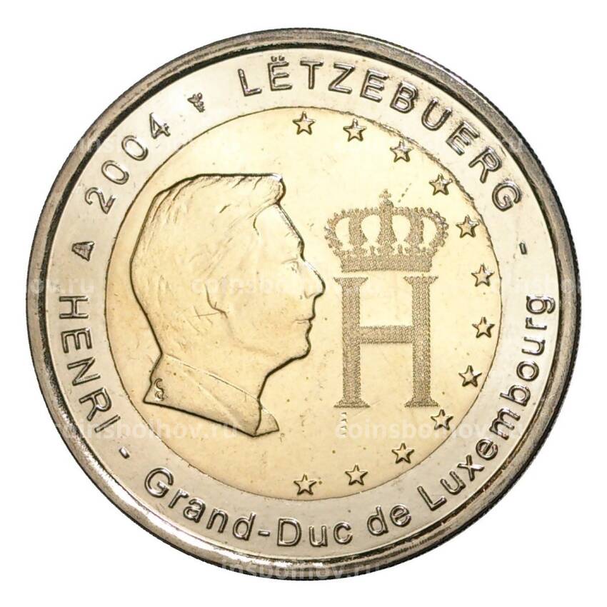 Монета 2 евро 2004 года Люксембург —  Портрет и монограмма герцога Люксембурга Анри Нассау