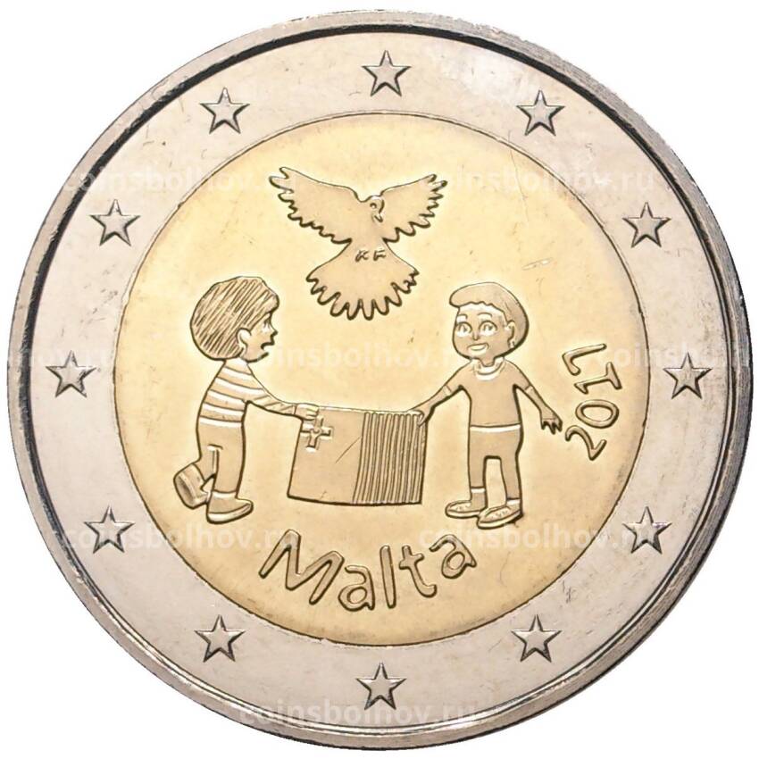 Монета 2 евро 2017 года Мальта —  Мир