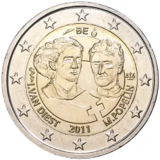 Монета 2 евро 2011 года Бельгия —  100 лет Международному женскому дню (аверс)