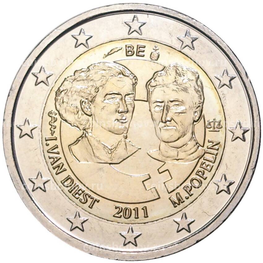 Монета 2 евро 2011 года Бельгия —  100 лет Международному женскому дню