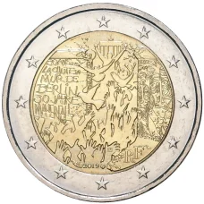 Монета 2 евро 2019 года Франция —  30 лет падению Берлинской стены (аверс)