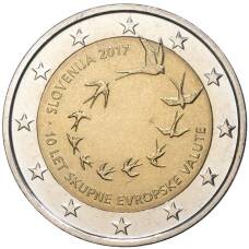 Монета 2 евро 2017 года Словения —  10 лет введению евро в Словении (аверс)
