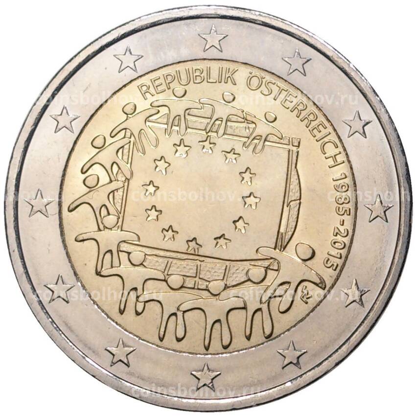 Монета 2 евро 2015 года Австрия —  30 лет флагу Европейского союза