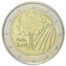 Монета 2 евро 2019 года Мальта —  Природа и окружающая среда (аверс)
