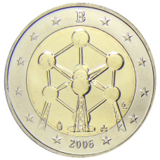 Монета 2 евро 2006 года Бельгия —  Конструкция Атомиум в Брюсселе (аверс)