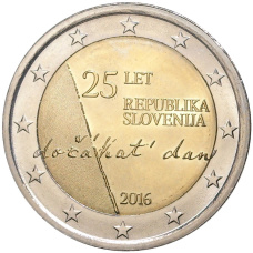 Монета 2 евро 2016 года Словения —  25 лет Независимости (аверс)