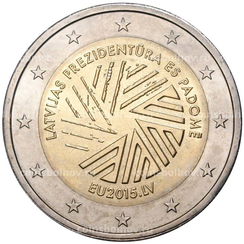 Монета 2 евро 2015 года Латвия —  Президентство Латвии в Совете ЕС