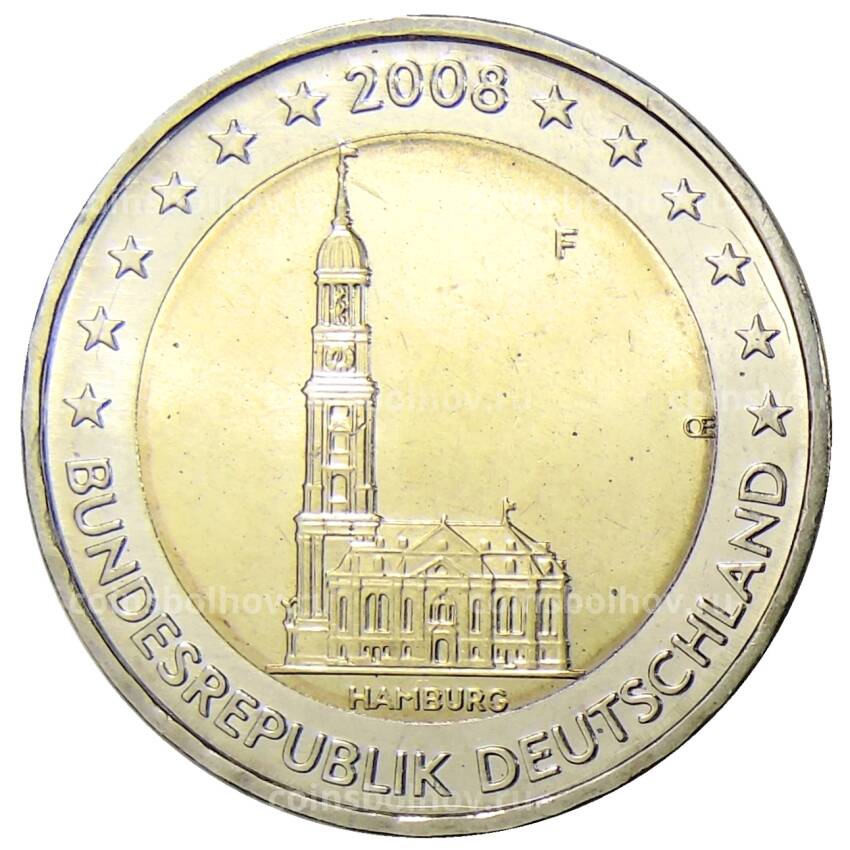 Монета 2 евро 2008 года F Германия —  Церковь св. Михаила, Гамбург