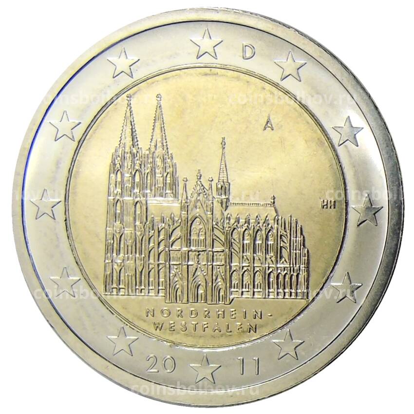Монета 2 евро 2011 года  A Германия —  Кёльнский собор, Северный Рейн — Вестфалия
