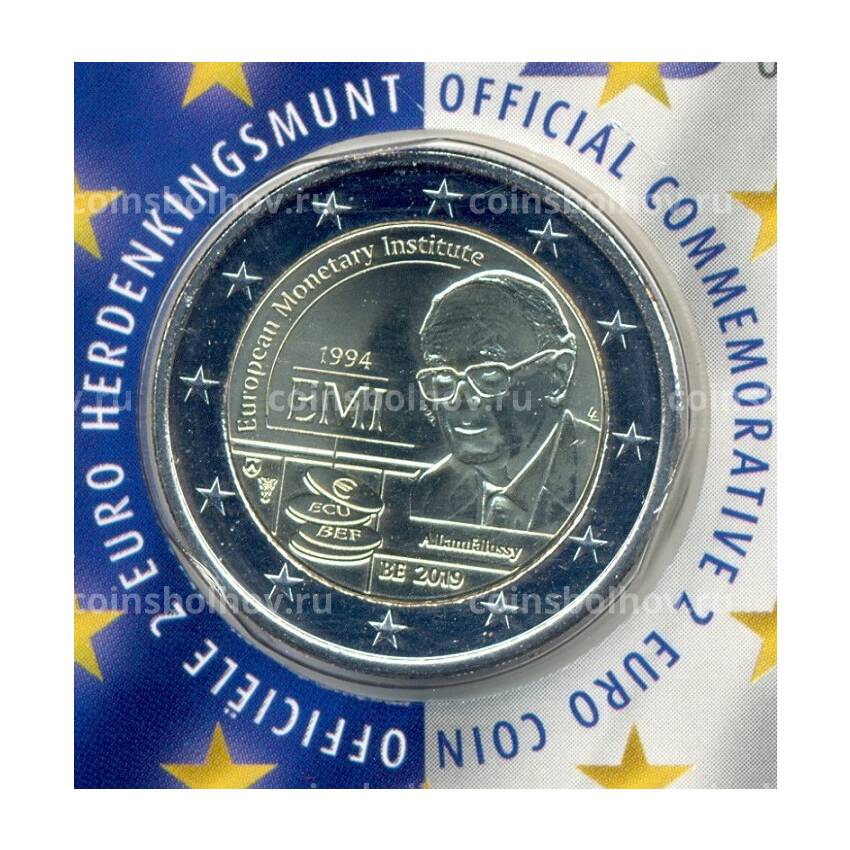 Монета 2 евро 2019 года Бельгия —  25 лет Европейскому валютному институту (надписи на лицевой стороне блистера на фламандском и английском языке) (вид 3)