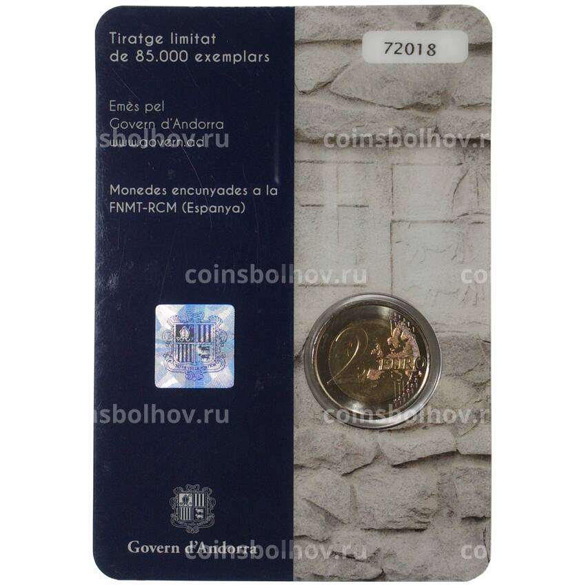 Монета 2 евро 2016 года Андорра —  150 лет Новой реформе 1866 года (в блистере) (вид 4)