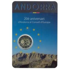 Монета 2 евро 2014 года Андорра —  20 лет вступлению в совет Европы (в блистере) (аверс)