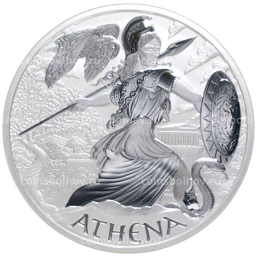 Монета 1 доллар 2022 года Тувалу —  Боги Олимпа — Афина