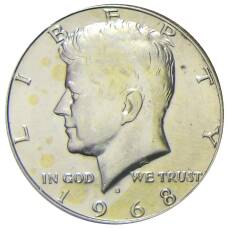 Монета 1/2 доллара (50 центов) 1968 года D США (аверс)