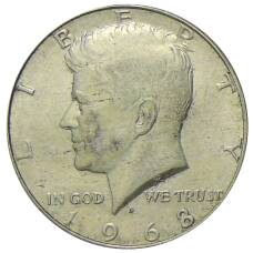 Монета 1/2 доллара (50 центов) 1968 года D США (аверс)