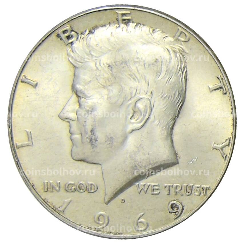 Монета 1/2 доллара (50 центов) 1969 года D США
