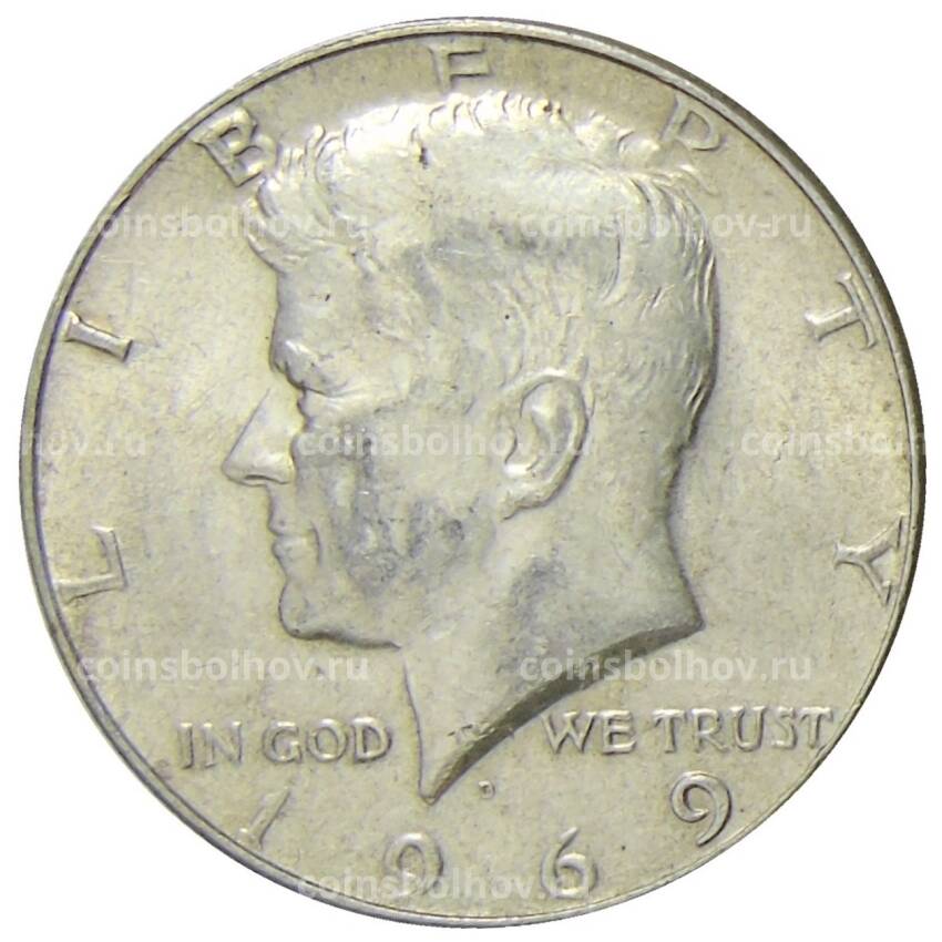Монета 1/2 доллара (50 центов) 1969 года D США