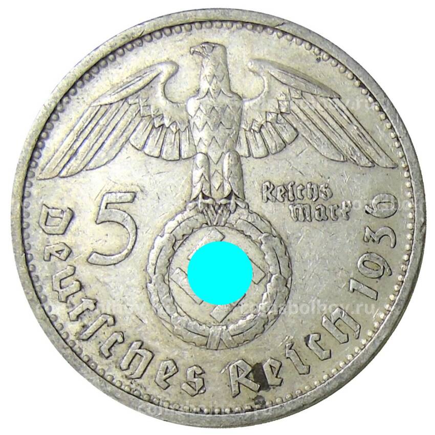 Монета 5 рейxсмарок 1936 года A Германия