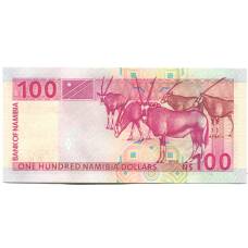 Банкнота 100 долларов 2003 года Намибия (реверс)