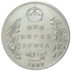 Монета 1 рупия 1907 года Британская Индия (аверс)