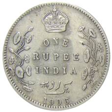 Монета 1 рупия 1906 года В Британская Индия (аверс)