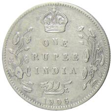 Монета 1 рупия 1906 года Британская Индия (аверс)