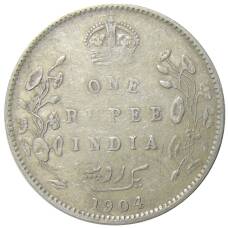 Монета 1 рупия 1904 года В Британская Индия (аверс)