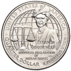 Монета 1/4 доллара (25 центов) 2023 года P США «Американские женщины — Элеонора Рузвельт» (аверс)