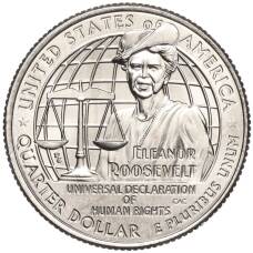 Монета  1/4 доллара (25 центов) 2023 года D США «Американские женщины — Элеонора Рузвельт» (аверс)