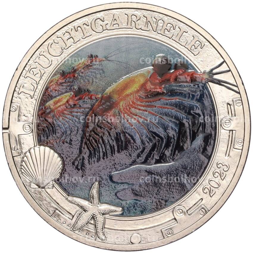 Монета 3 евро 2023 года Австрия —  Светящаяся морская жизнь — Антарктический криль
