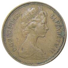 Монета 1 новый пенни 1971 года Великобритания (аверс)