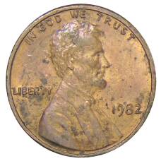 Монета 1 цент 1982 года США (аверс)