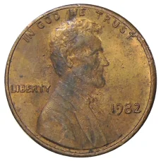 Монета 1 цент 1982 года США (аверс)