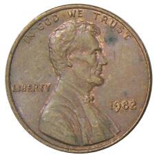 Монета 1 цент 1982 года США (аверс)