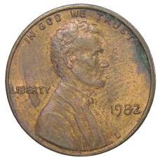 Монета 1 цент 1982 года США (аверс)