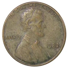 Монета 1 цент 1982 года США (аверс)