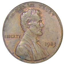 Монета 1 цент 1983 года США (аверс)