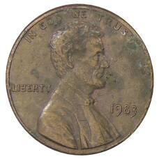 Монета 1 цент 1983 года США (аверс)