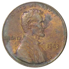 Монета 1 цент 1983 года США (аверс)