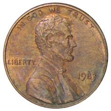 Монета 1 цент 1983 года США (аверс)