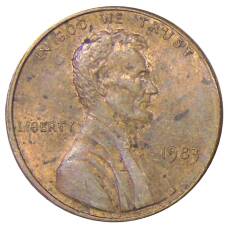 Монета 1 цент 1983 года США (аверс)