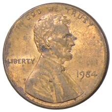 Монета 1 цент 1984 года США (аверс)