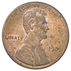 Монета 1 цент 1985 года США (аверс)