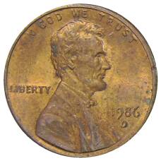 Монета 1 цент 1986 года D США (аверс)